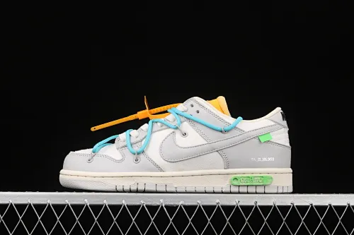 All Categories Nk SB Dunk Series Nk SB Dunk Low Low-top Sneakers Pure Original Version OF x Nk Dunk Low "04 of 50" OW White Gray Casual Sports Skateboard Shoes DM1602-115